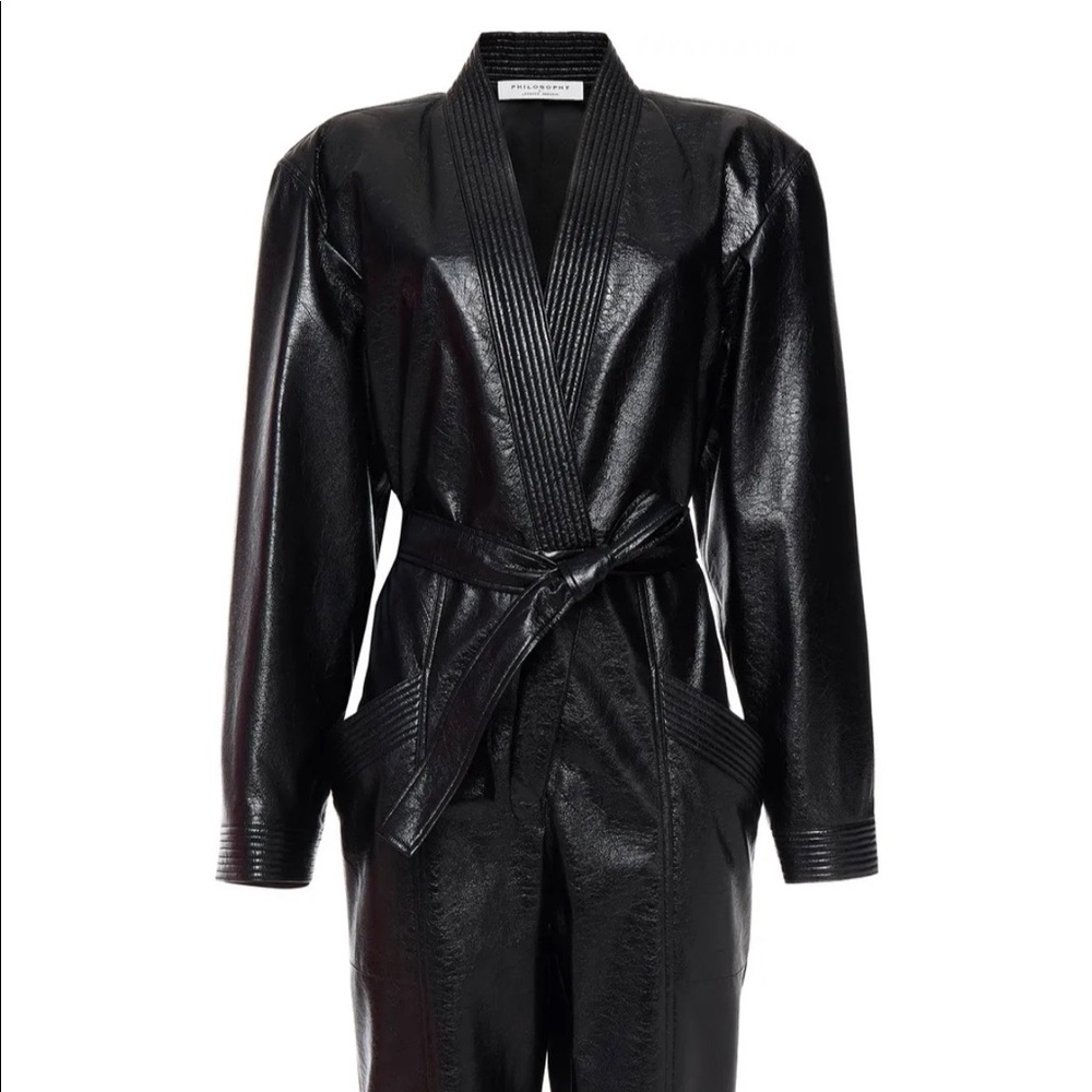 Authentic Jumpsuit Adjustable with Waist Belt - Faux Leather